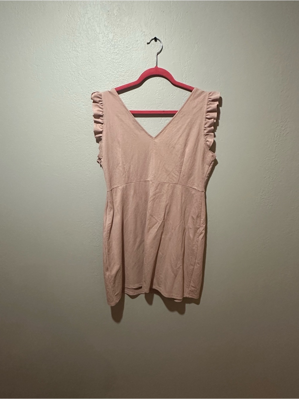Blush Pink Ruffle Sleeve V-Neck dress